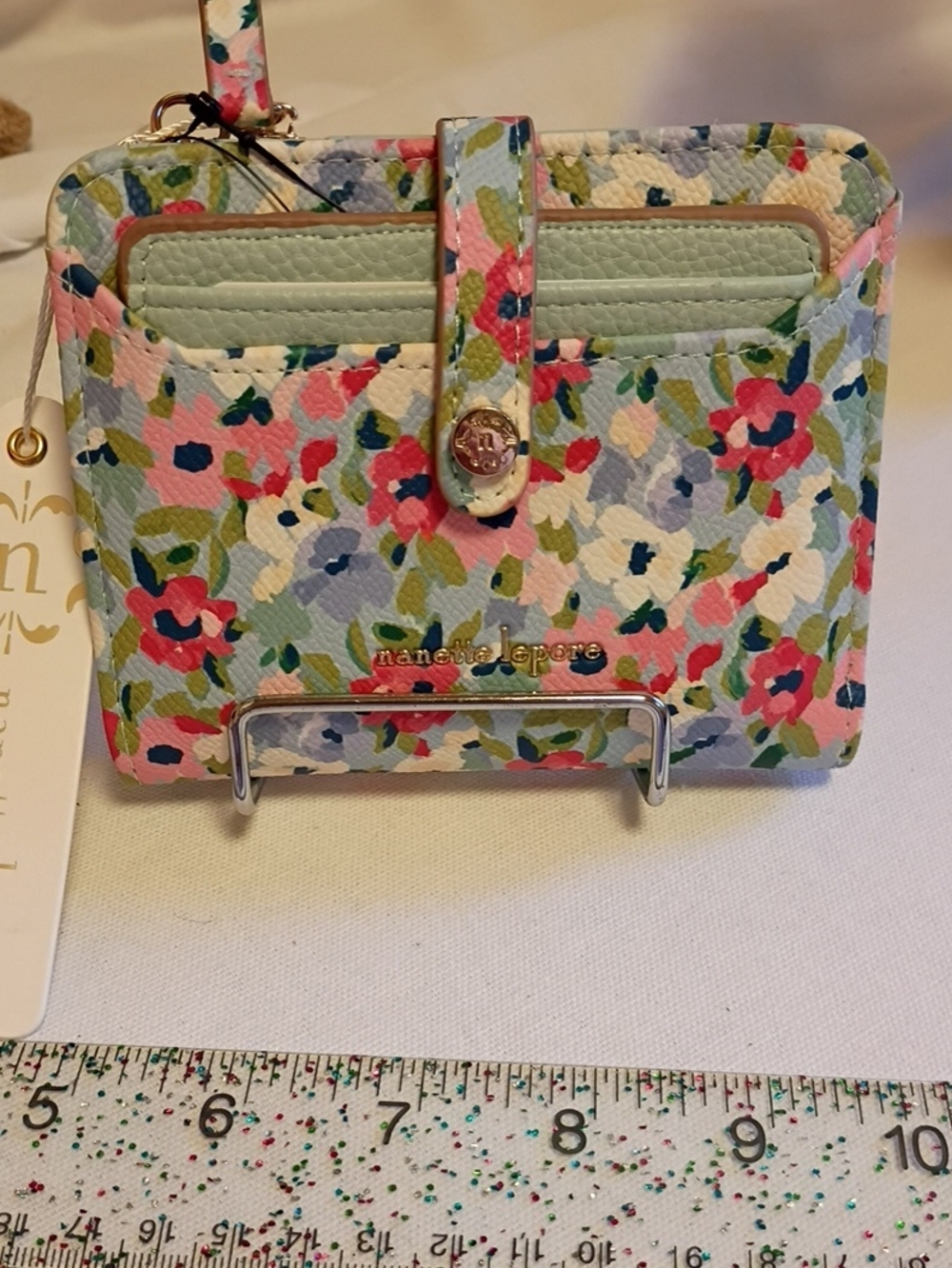 Nanette Lepore Pastel Floral Card Case Wallet - Pink Mint Blue